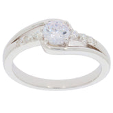 White Moissanite sterling silver ring with sparkling accent stones, combining elegance and luxury.